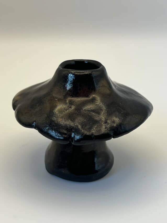 Black Clay Fungi Mini Candle Holder